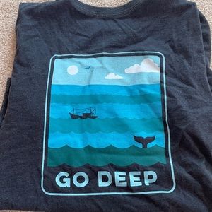 Life is Good - Graphic Grey Tee Go Deep Sea